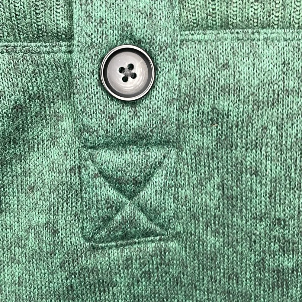 ASPEN Sweater Green Quarter Button Ski Outdoorsman Mock Neck Grandpa Preppy Med